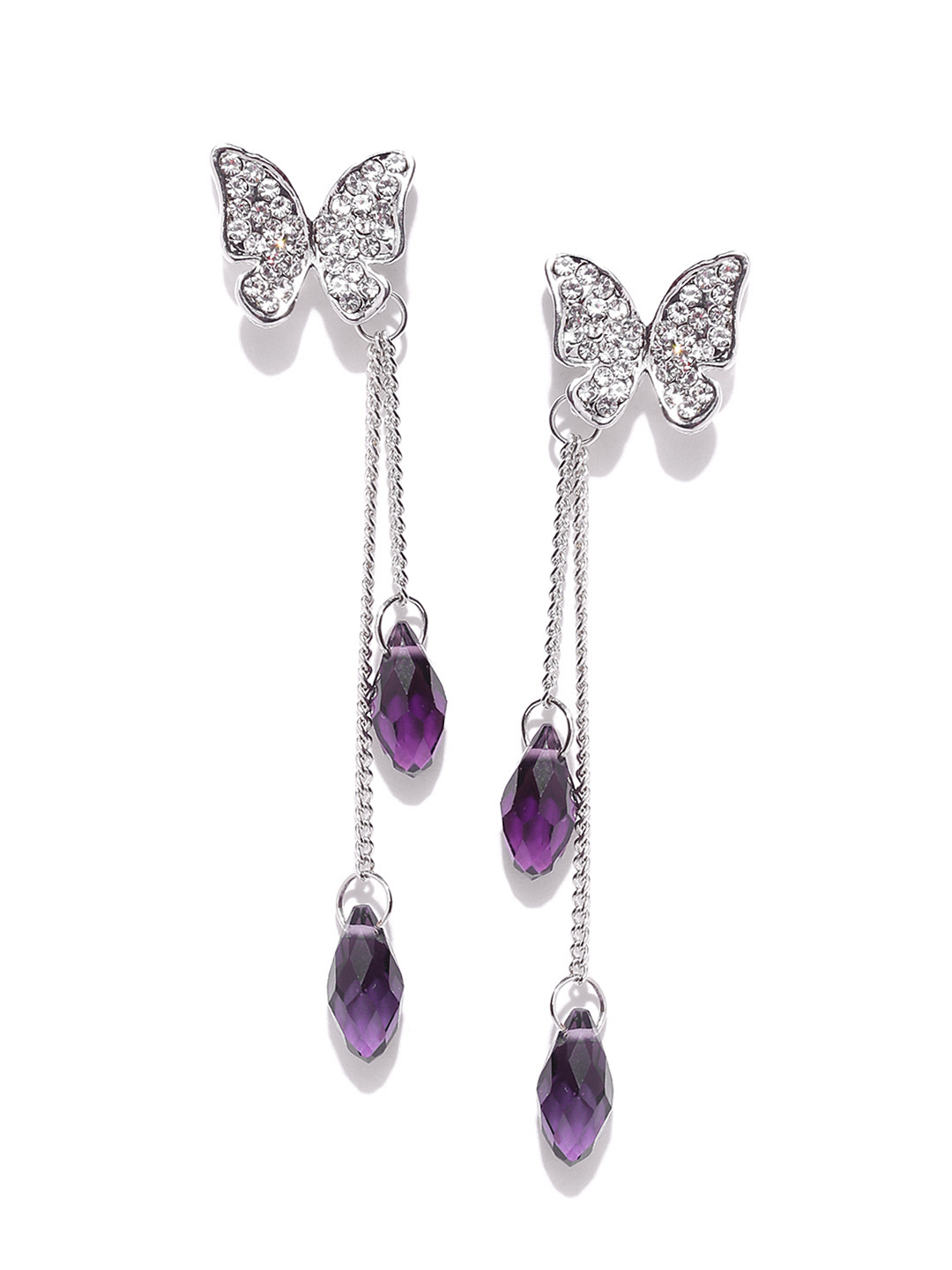 YouBella Silver-Toned Quirky Drop Earrings