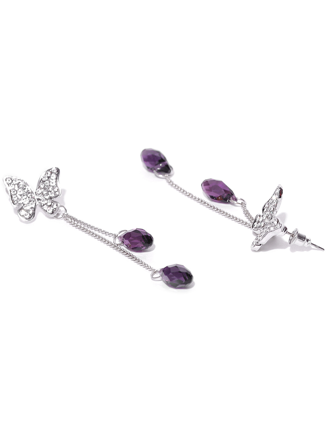 YouBella Silver-Toned Quirky Drop Earrings