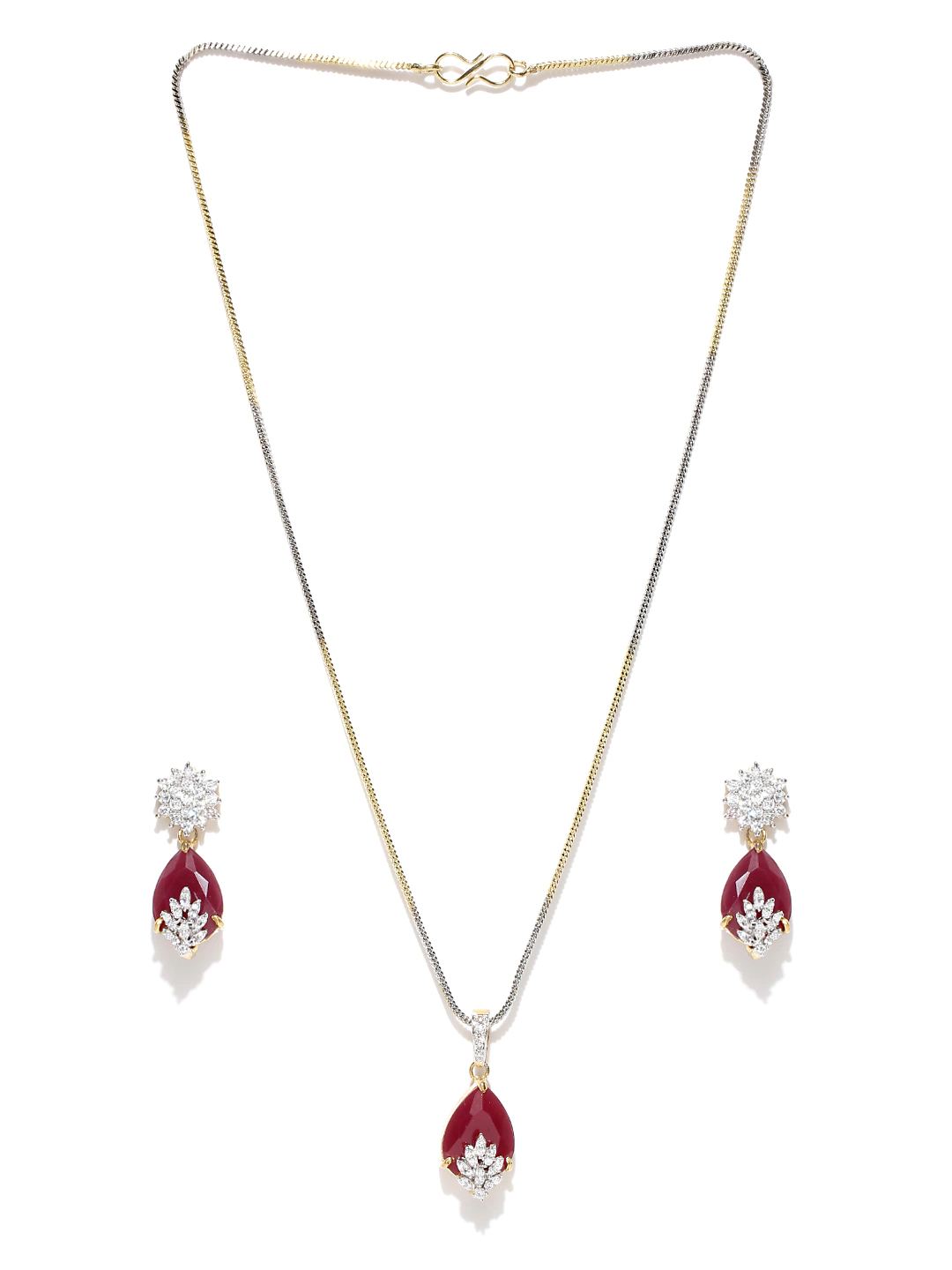 YouBella Maroon  Gold-Toned Stone-Studded Jewellery Set