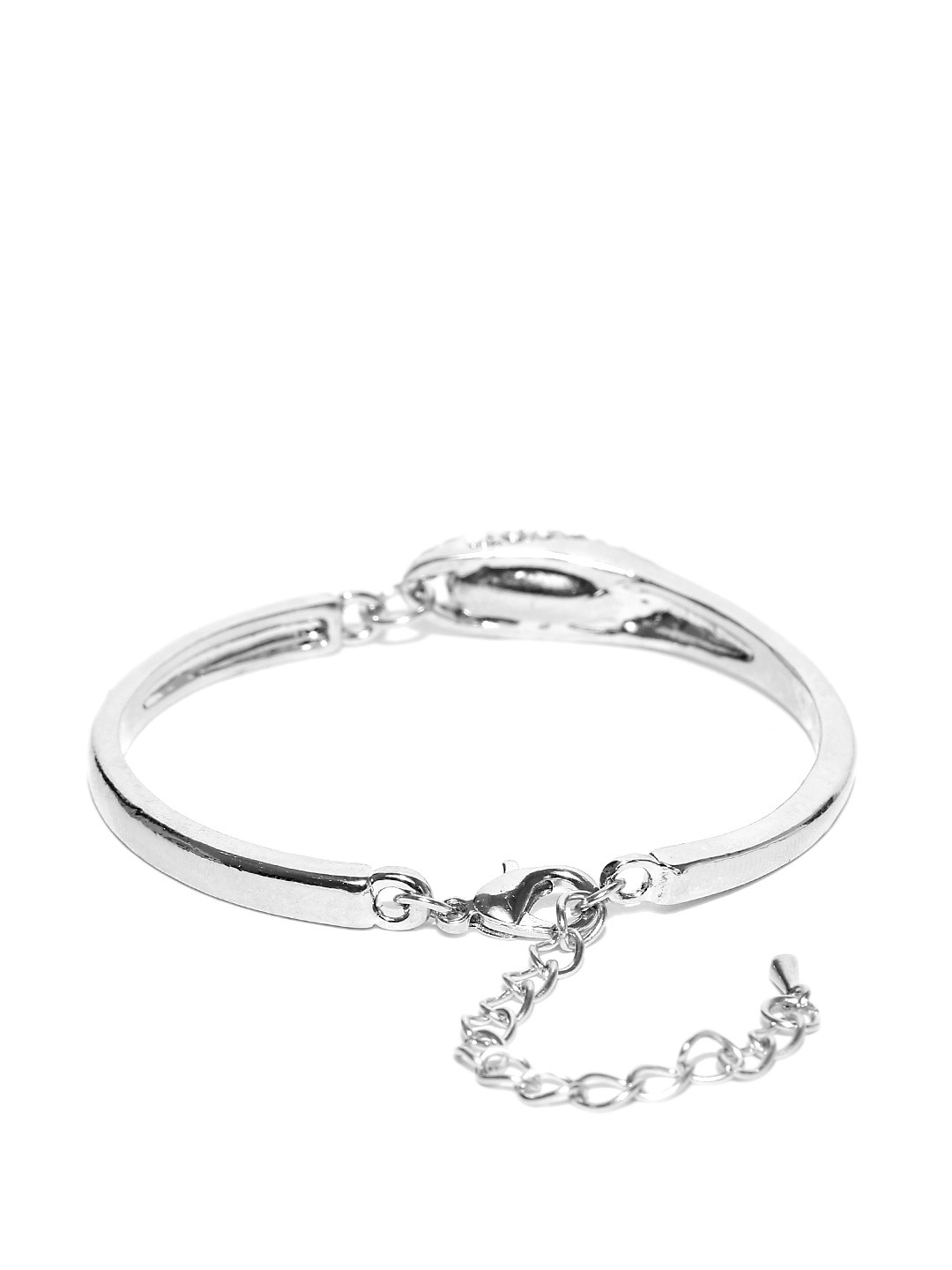 YouBella Blue Silver-Plated Heart-Shaped Stone-Studded Jewellery Set