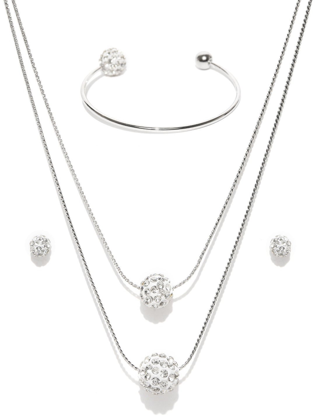 YouBella Silver-Plated Stone-Studded Jewellery Set