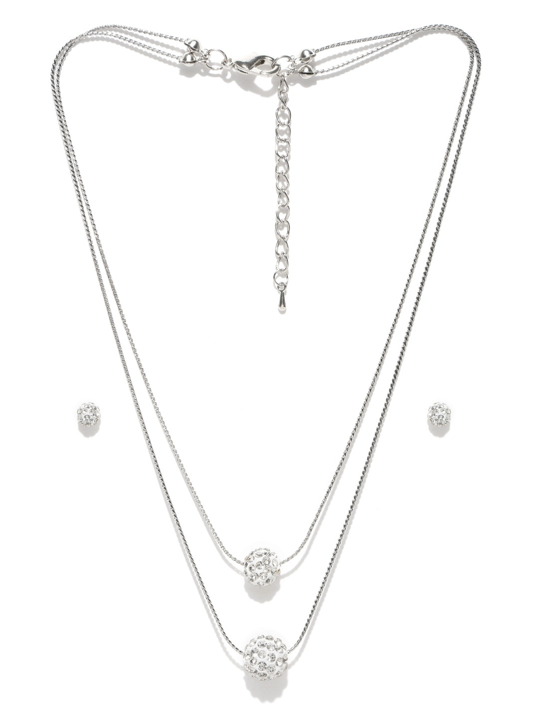 YouBella Silver-Plated Stone-Studded Jewellery Set