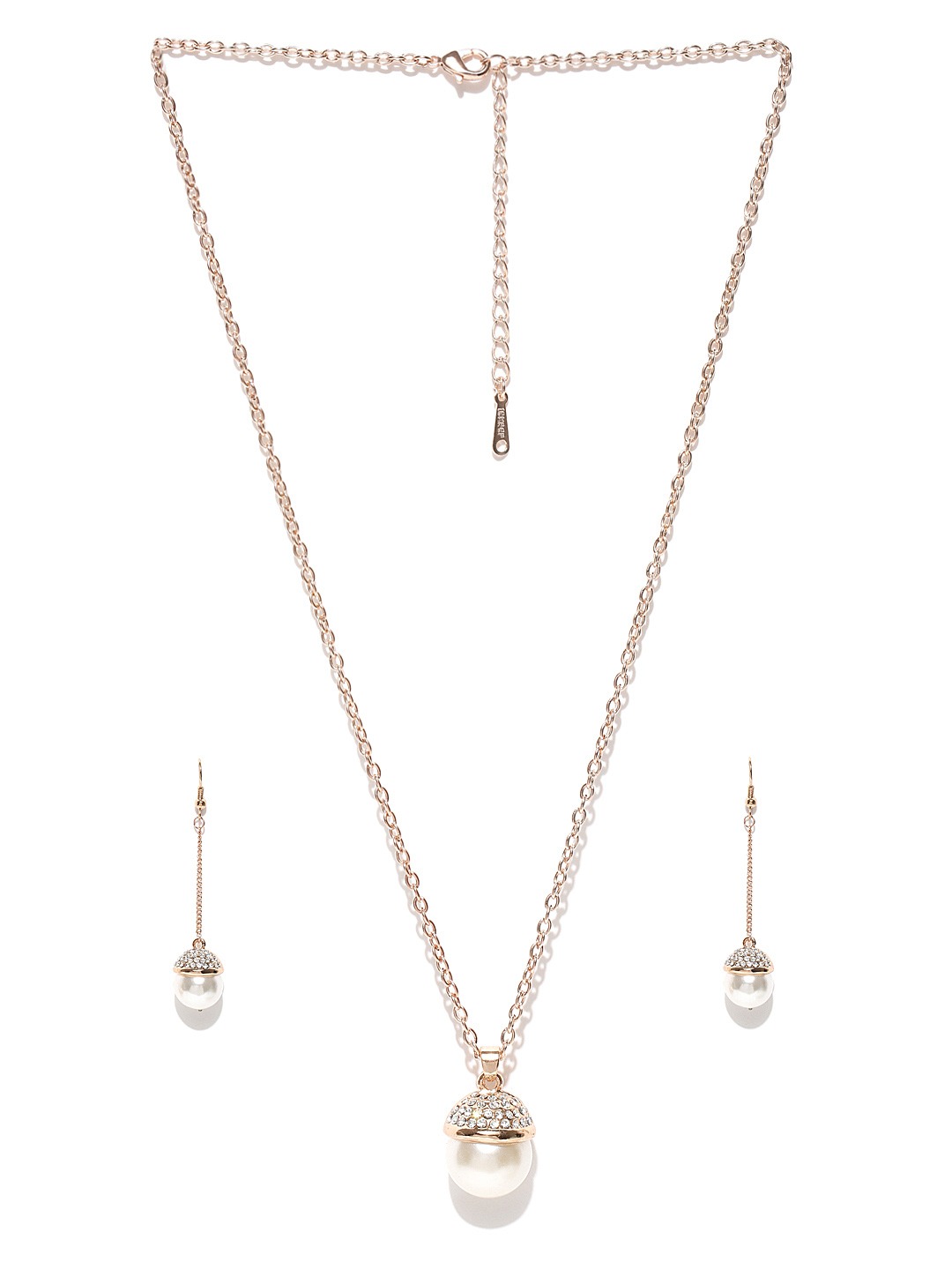 YouBella Off-White Gold-Plated Beaded Jewellery Set