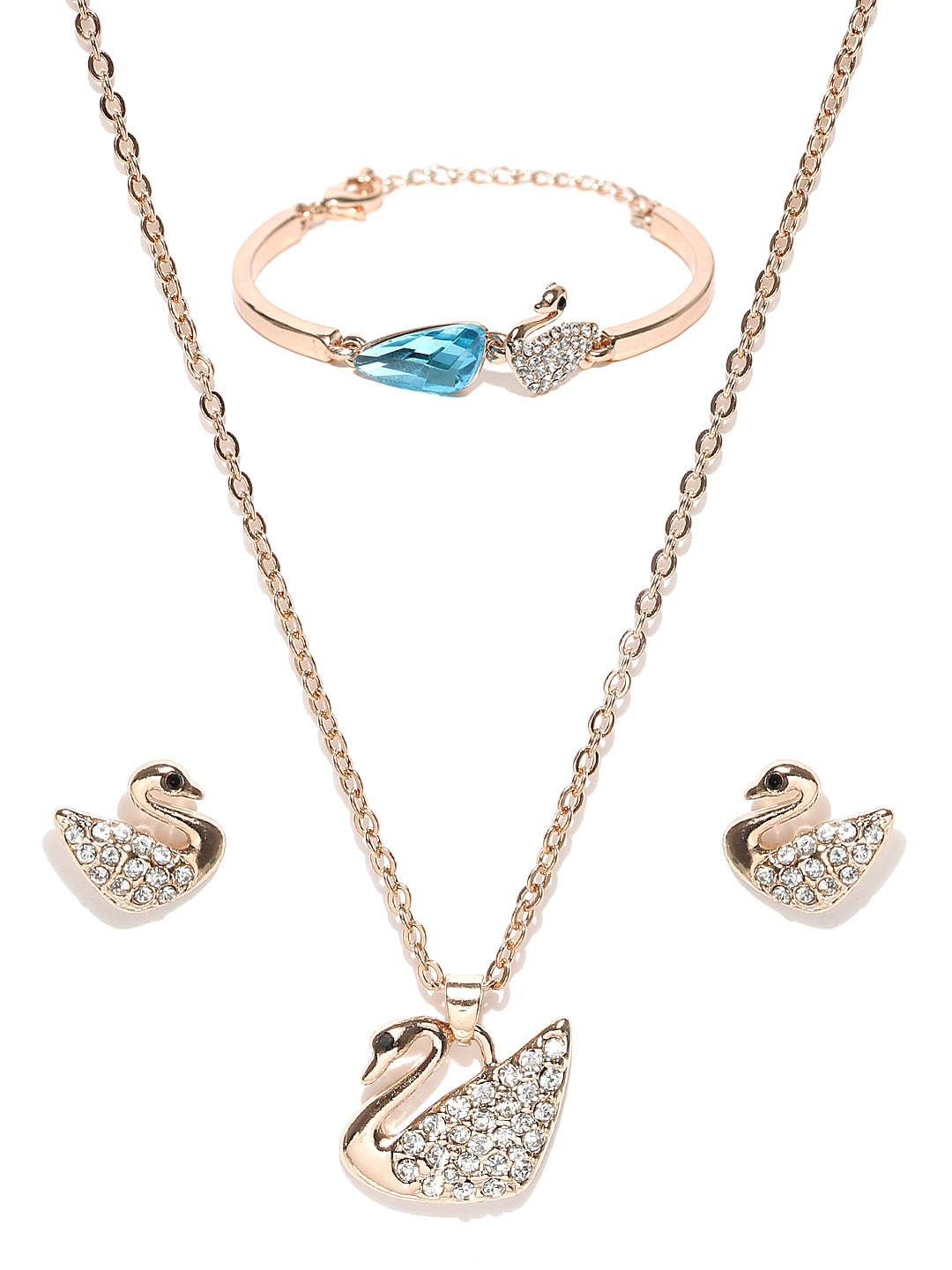 YouBella Gold-Plated Swan-Shaped Stone-Studded Jewellery Set