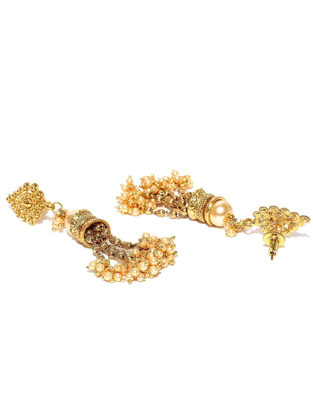 YouBella Off-White Gold-Plated Kundan Stone-Studded Multistranded Jewellery Set