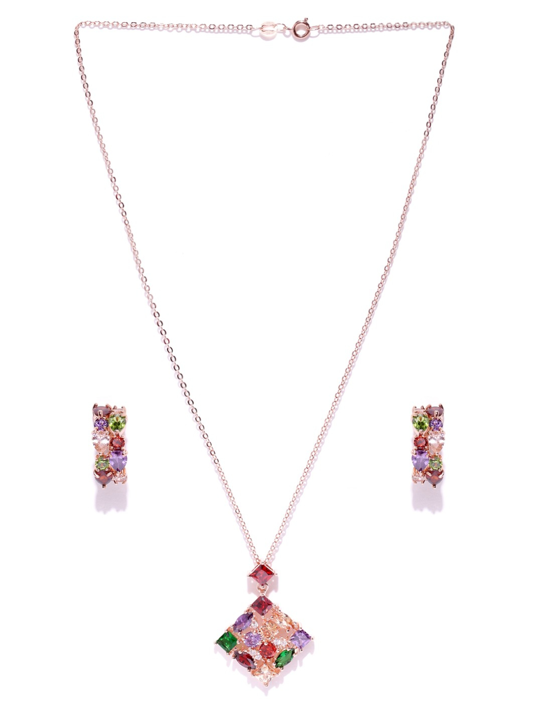 YouBella Multicoloured Zircon Stone-Studded Jewellery Set
