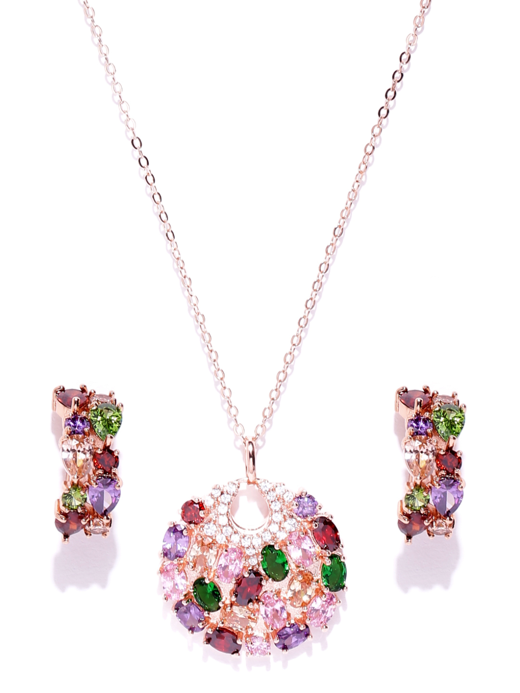 YouBella Multicoloured Zircon Stone-Studded Jewellery Set