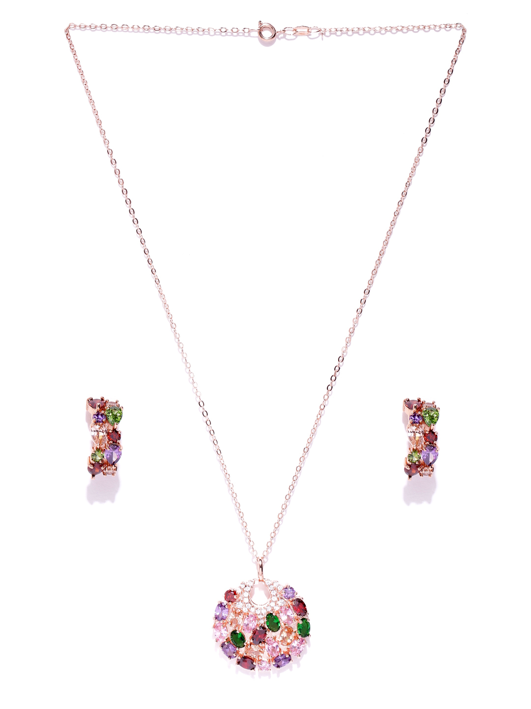 YouBella Multicoloured Zircon Stone-Studded Jewellery Set