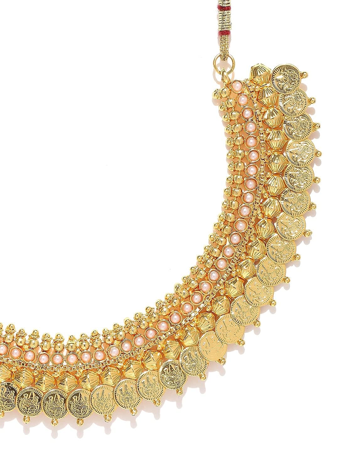 YouBella Jewellery Pearl Temple Coin Traditional Necklace Set for Women Jewellery with Earrings for Women