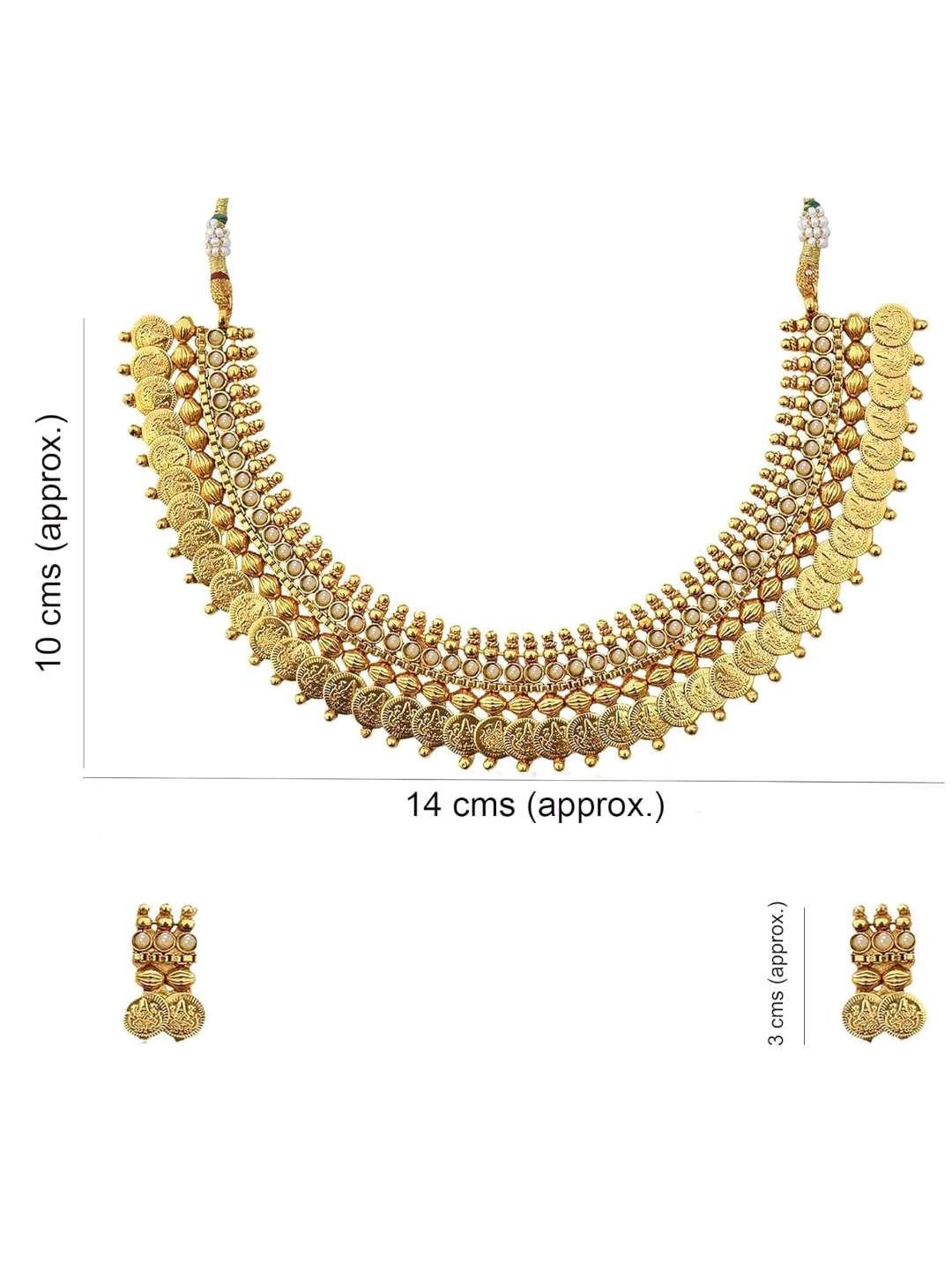 YouBella Jewellery Pearl Temple Coin Traditional Necklace Set for Women Jewellery with Earrings for Women