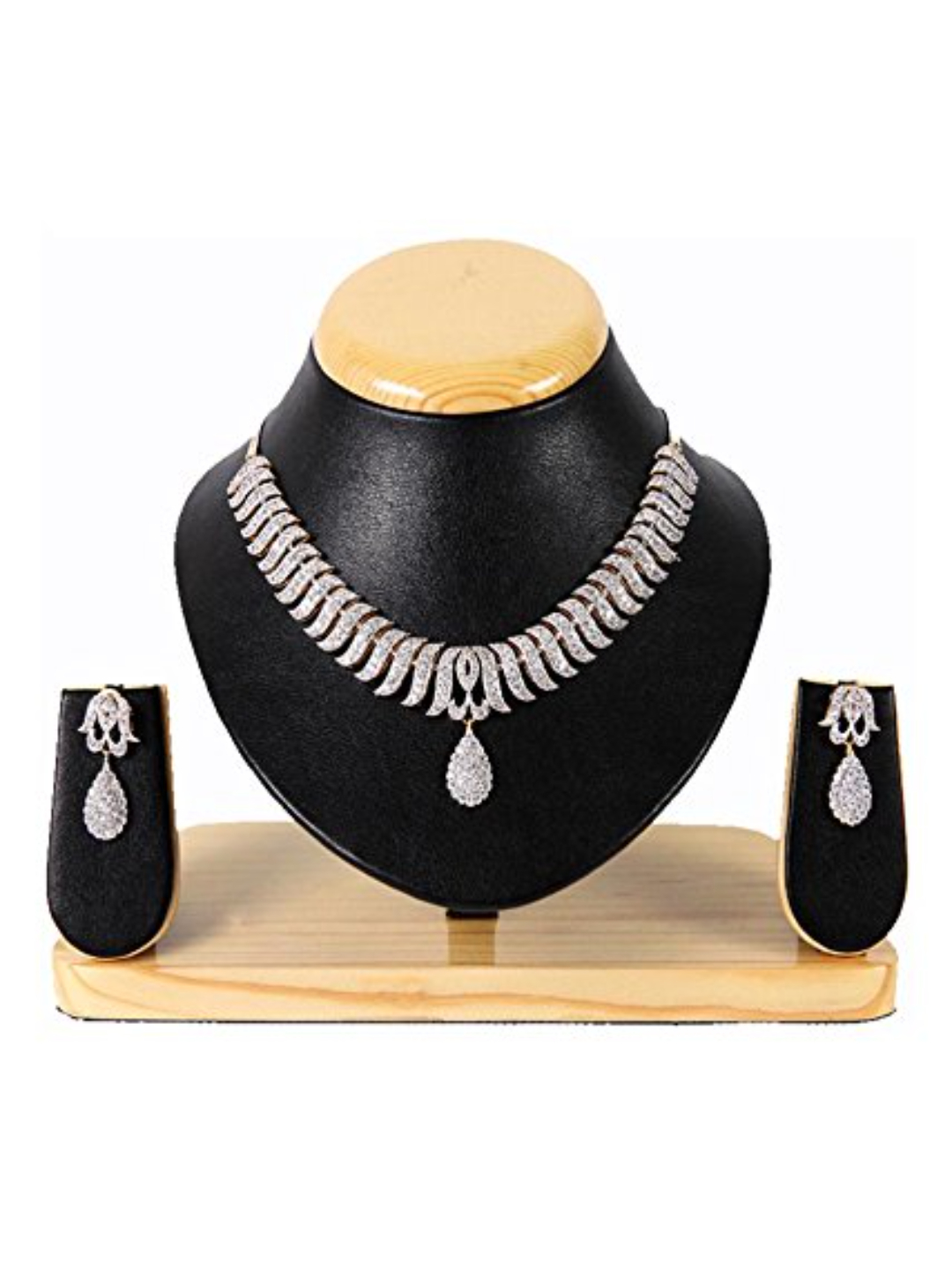 YouBella Stylish Latest Traditional Jewellery Gold Plated and American Diamond Jewellery Set for Women (White)(YBNK_3082_FON)