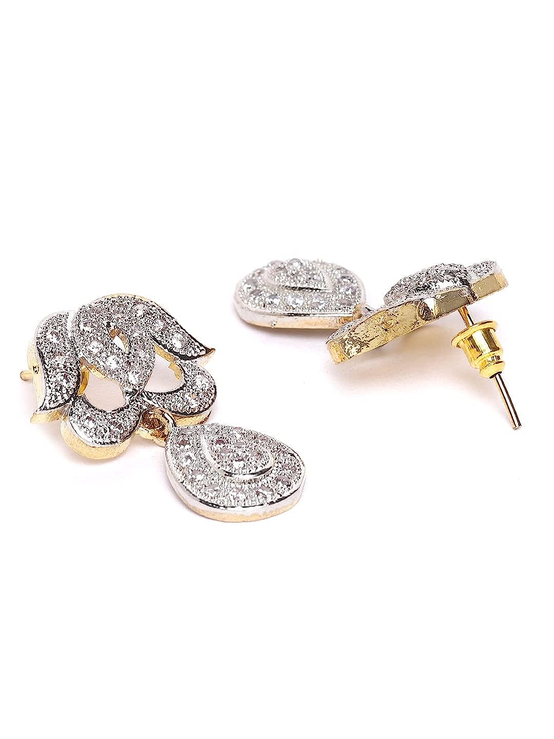 YouBella Stylish Latest Traditional Jewellery Gold Plated and American Diamond Jewellery Set for Women (White)(YBNK_3082_FON)