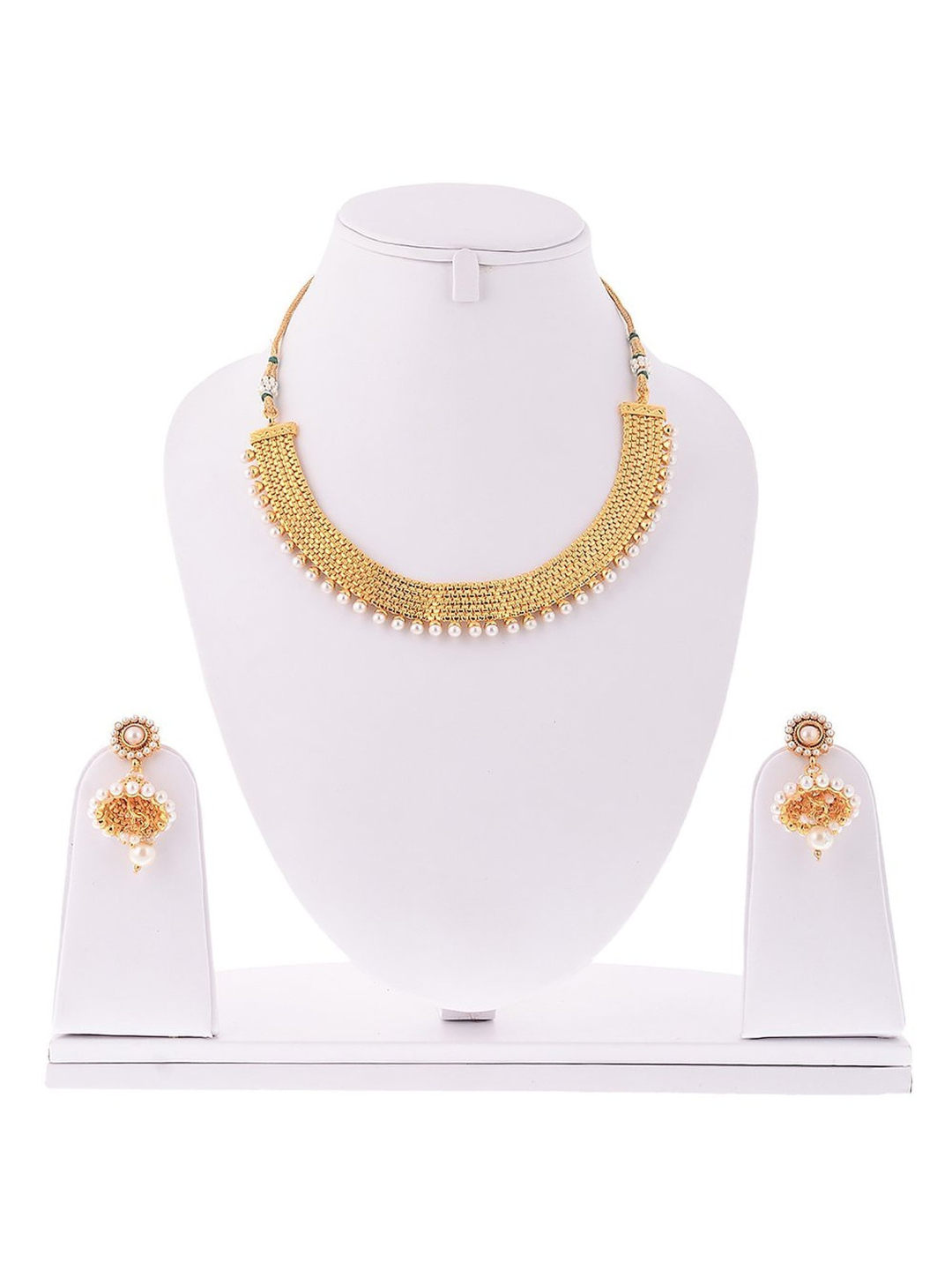 YouBella Jewellery Traditional Pearl Temple Coin Necklace Set/Jewellery Set with Earrings for Women