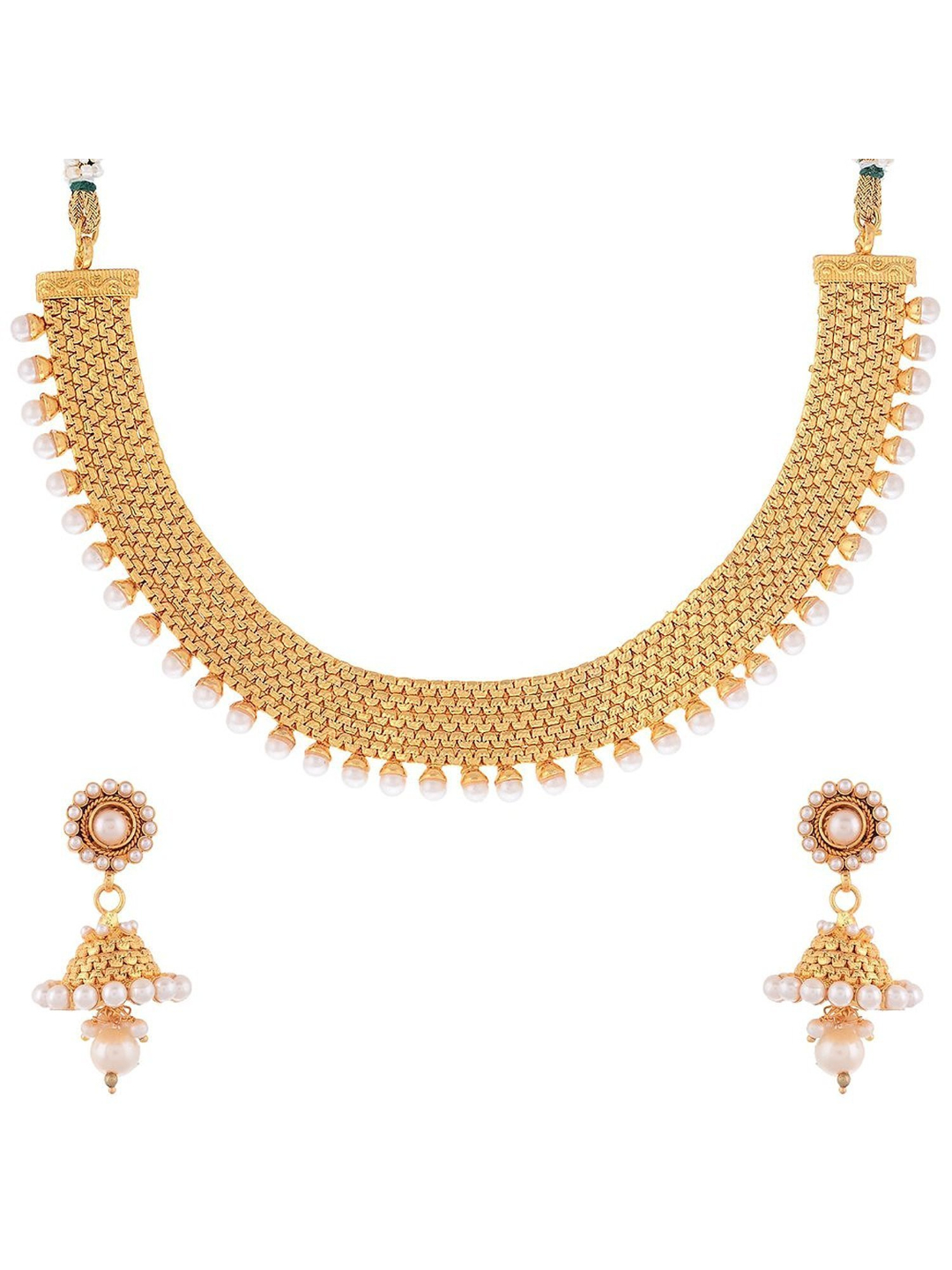 YouBella Jewellery Traditional Pearl Temple Coin Necklace Set/Jewellery Set with Earrings for Women