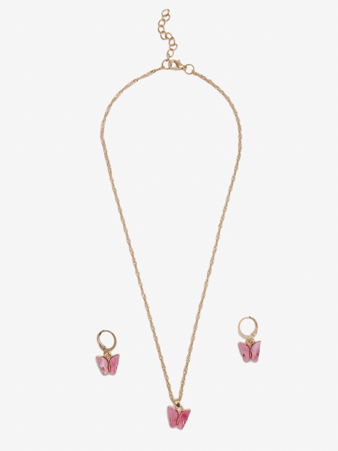 YouBella 
Gold-Plated Pink Butterfly-Shaped Jewellery Set