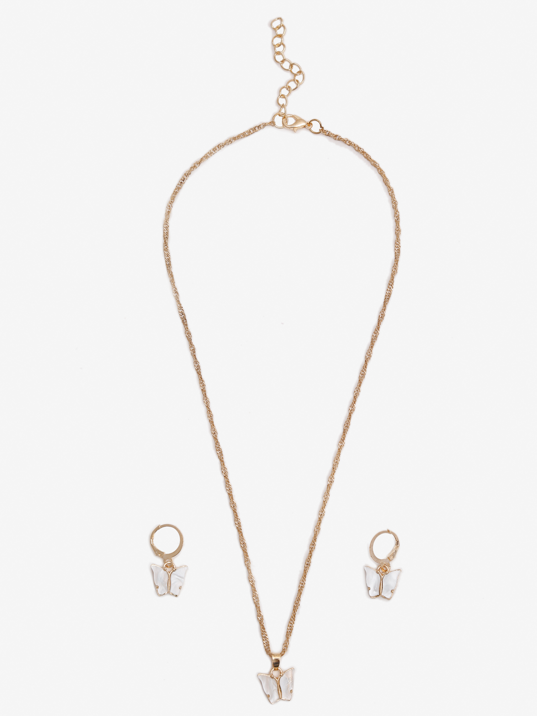 YouBella 
Gold-Plated White Butterfly Shape Jewellery Set