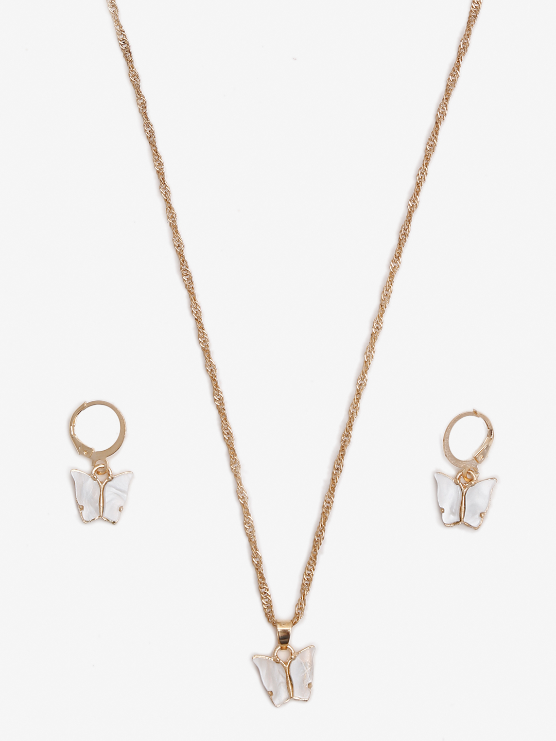 YouBella 
Gold-Plated White Butterfly Shape Jewellery Set