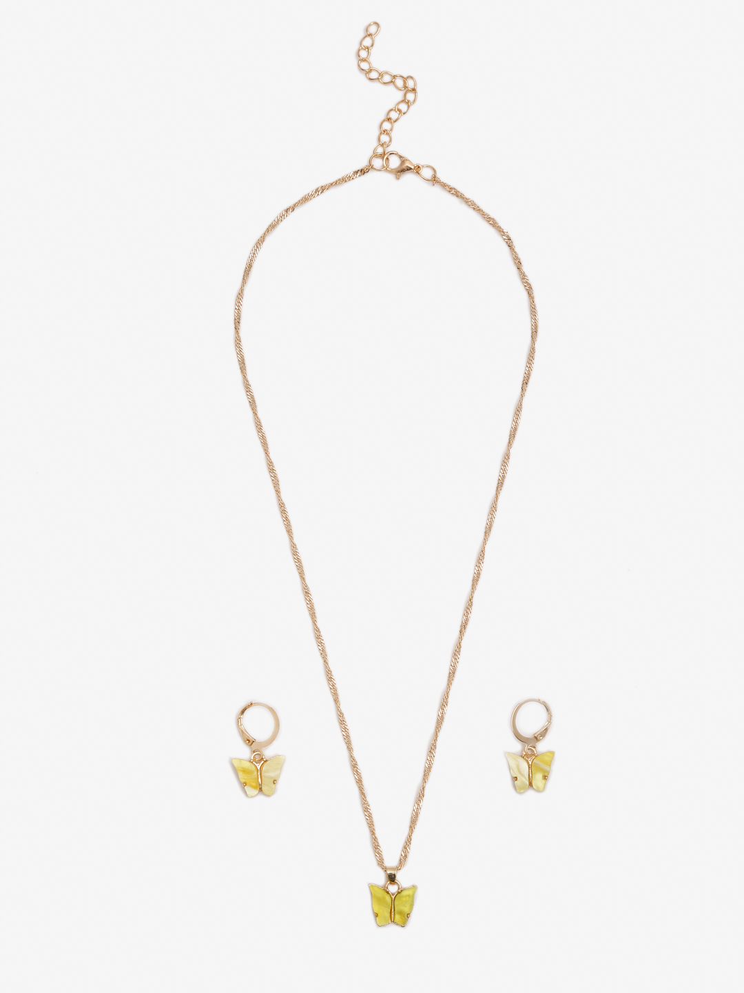 YouBella 
Gold-Plated Yellow Butterfly-Shaped Jewellery Set