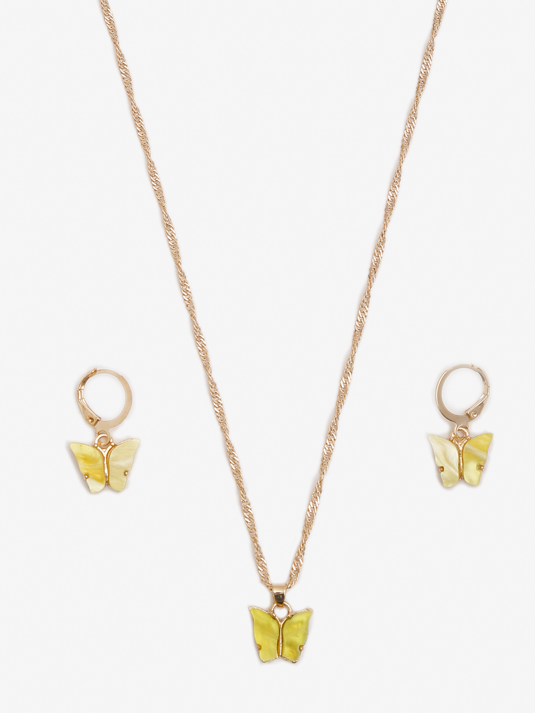 YouBella 
Gold-Plated Yellow Butterfly-Shaped Jewellery Set