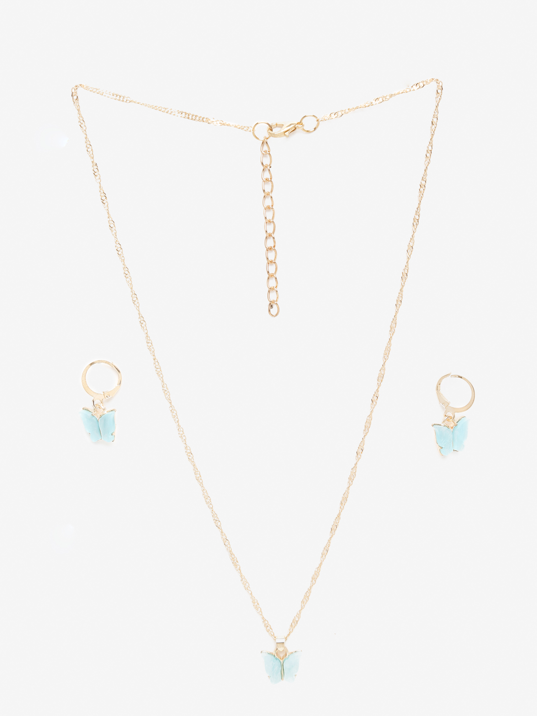 YouBella 
Gold-Plated Blue Butterfly Shaped Jewellery Set