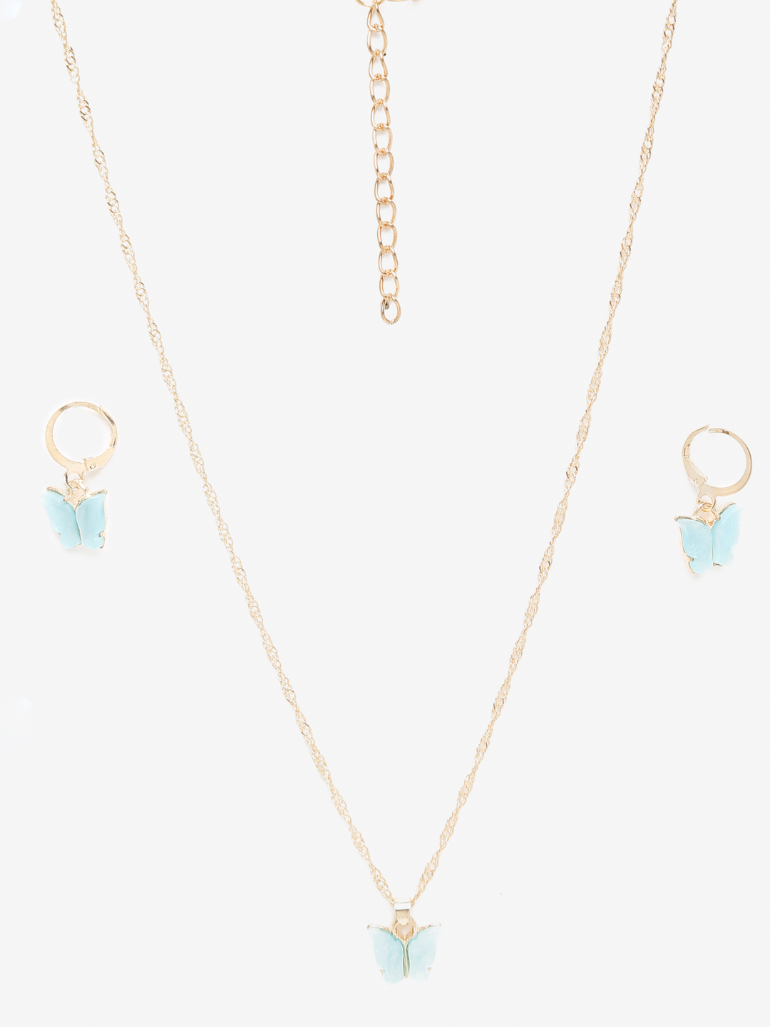 YouBella 
Gold-Plated Blue Butterfly Shaped Jewellery Set
