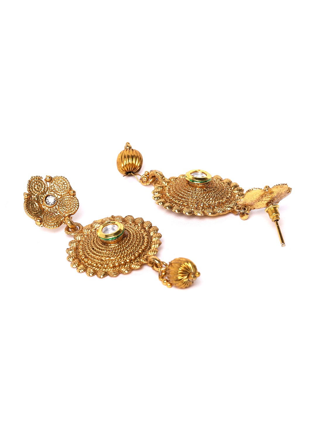 YouBella Gold-Plated Textured Kundan Studded Layered Jewellery Set with Maang Tika