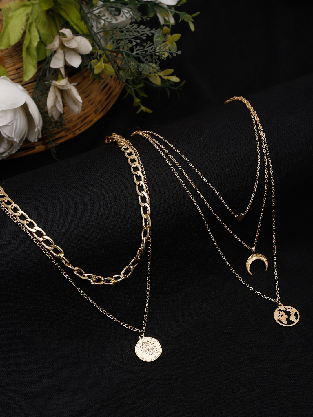 YouBella
Set Of 2 Gold-Toned Gold-Plated Layered Necklace