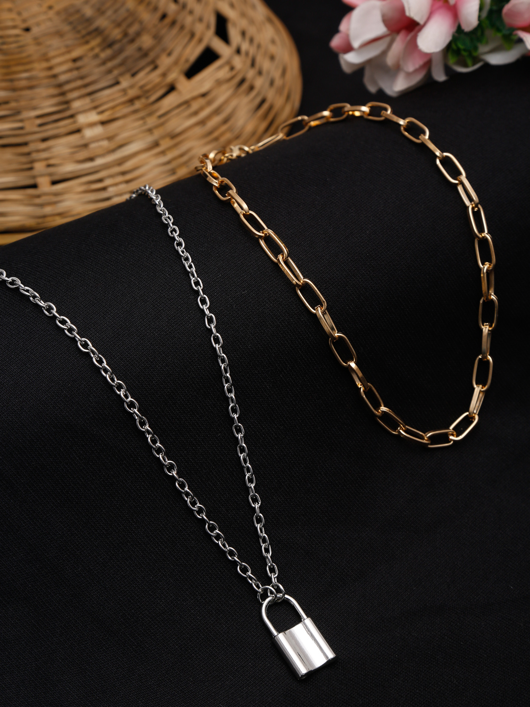 YouBella 
Set of 2 Gold-Toned & Silver-Toned Gold-Plated Chains