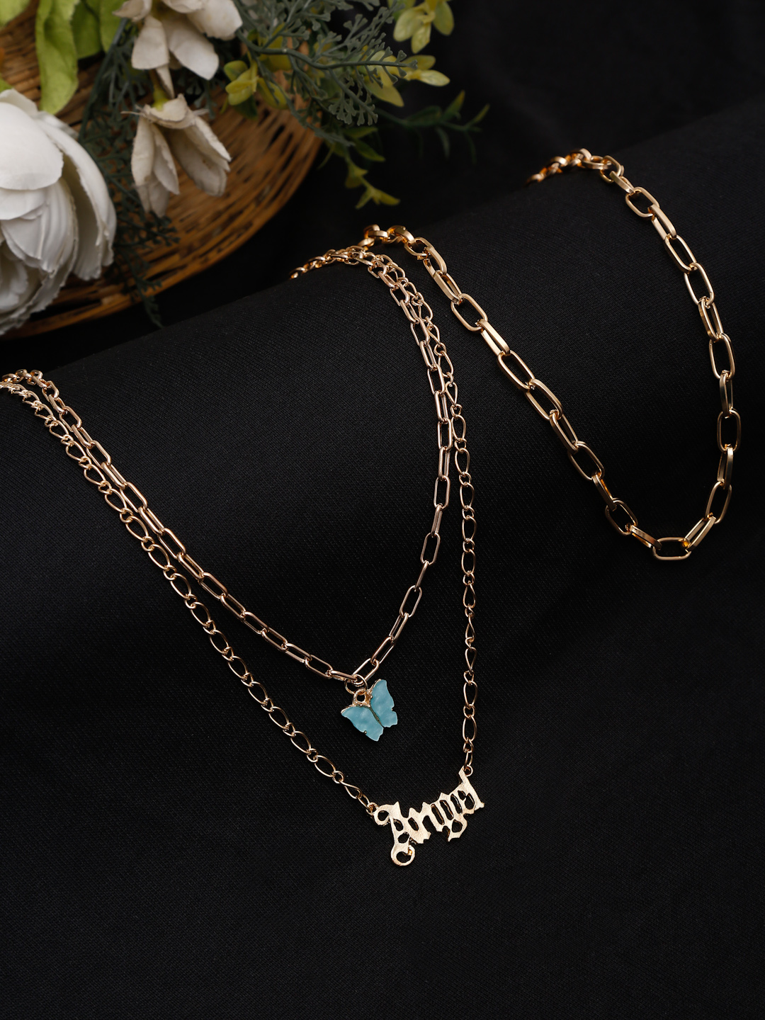 YouBella 
Set of 2 Gold-Toned & Blue Gold-Plated Necklaces