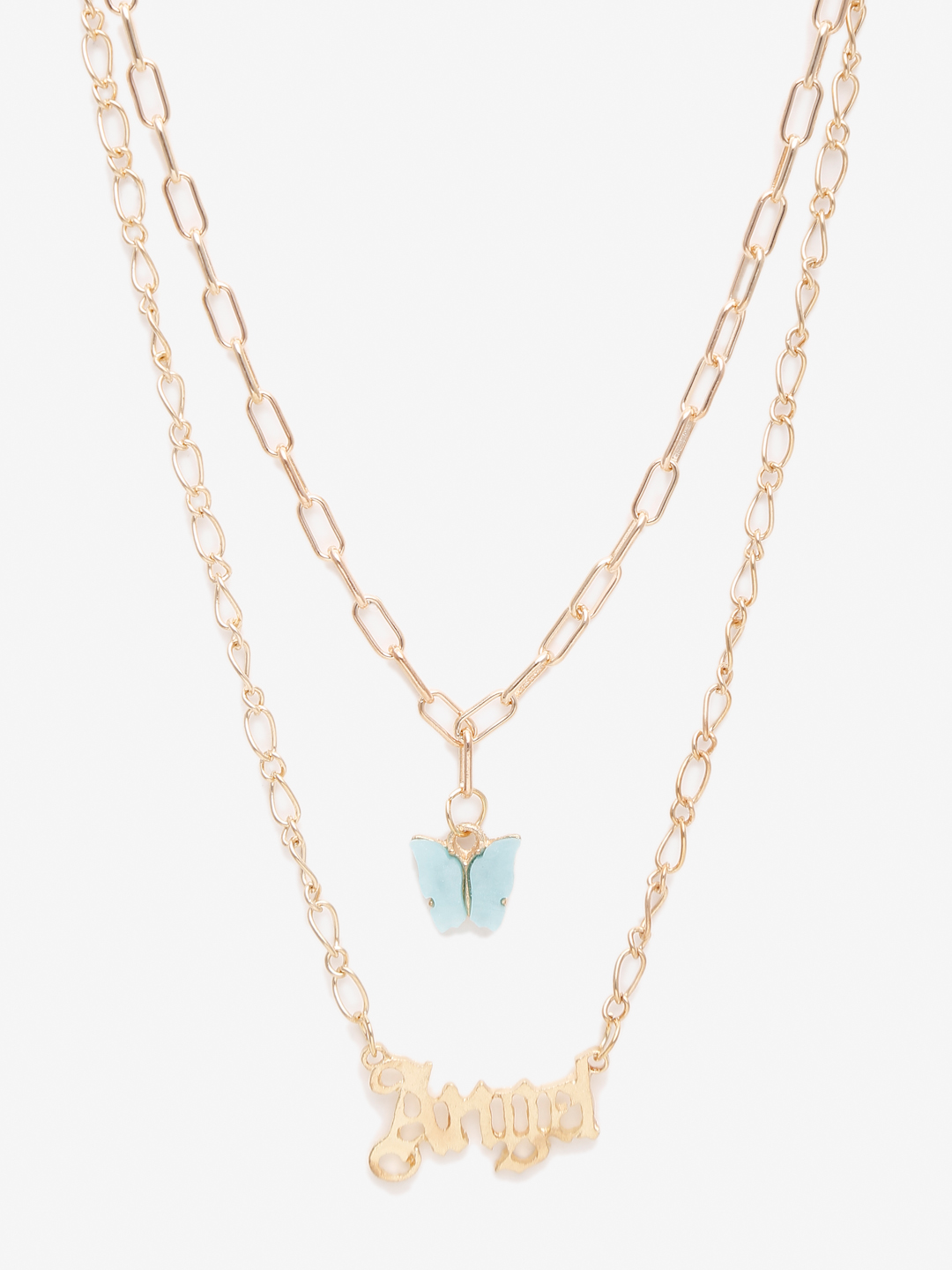YouBella 
Set of 2 Gold-Toned & Blue Gold-Plated Necklaces