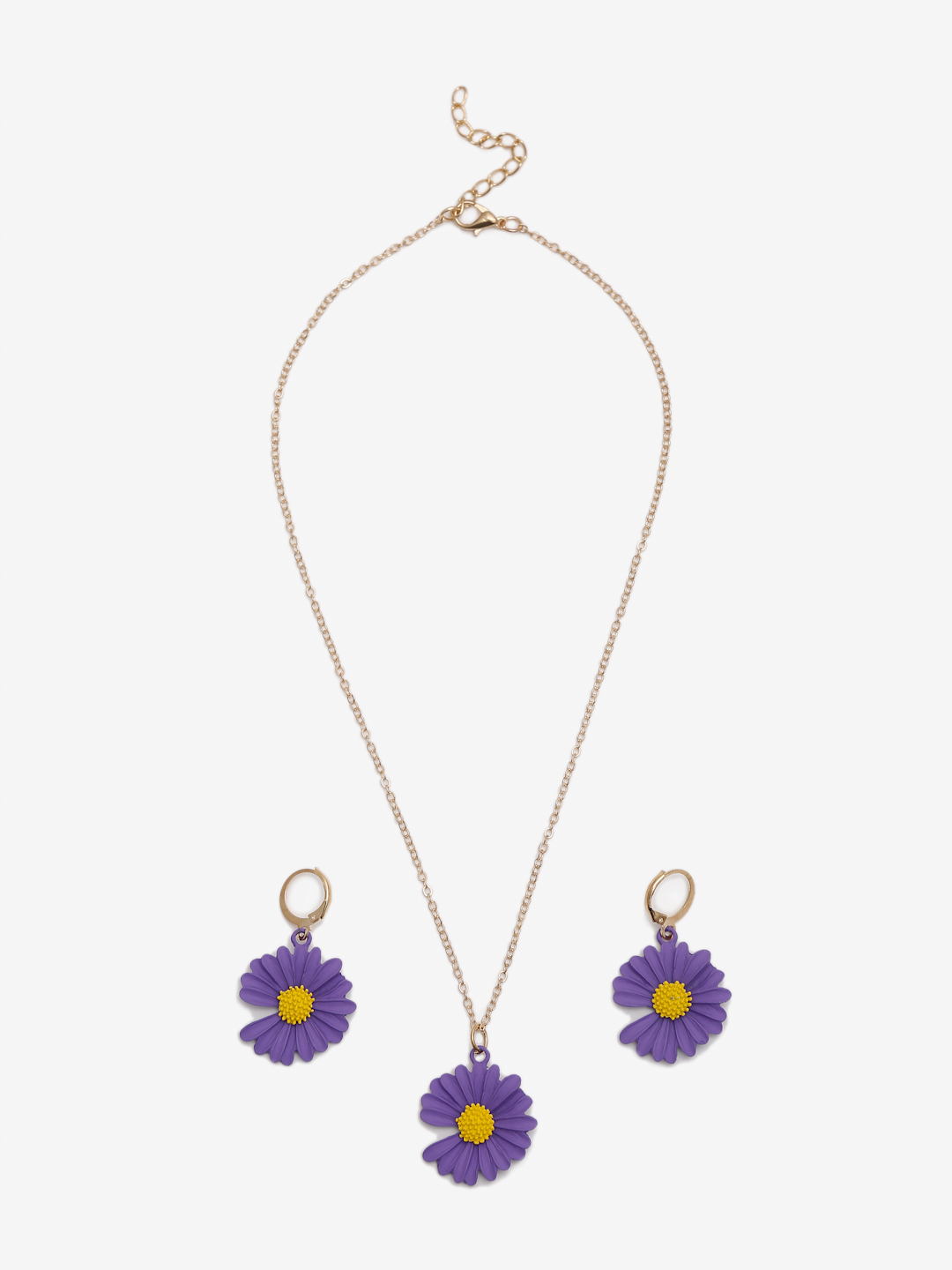 YouBella 
Gold-Plated Purple & Yellow Floral-Shaped Jewellery Set
