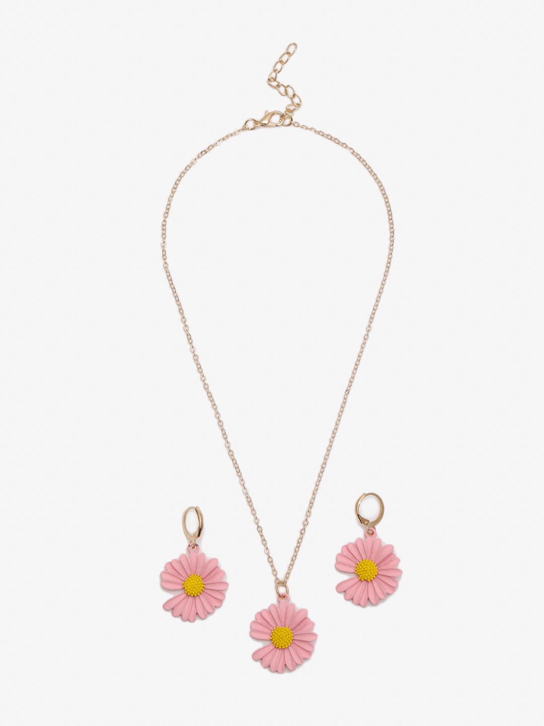 YouBella 
Gold-Plated Pink & Yellow Floral Shape Jewellery Set