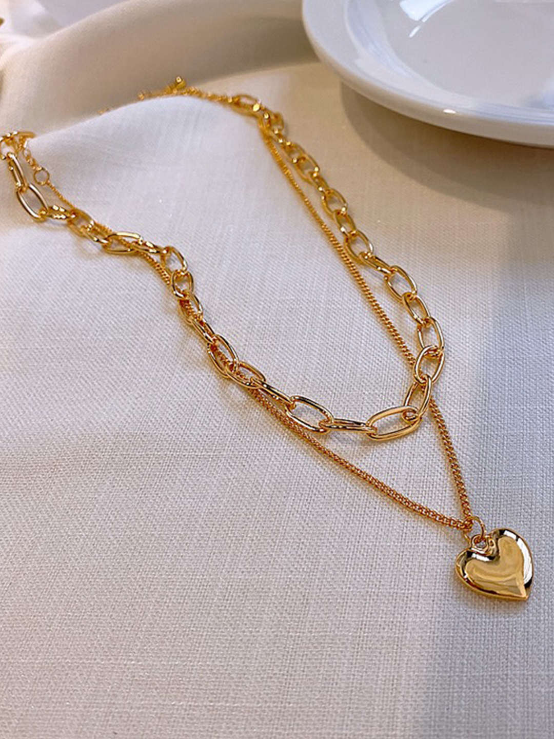 YouBella Jewellery Gold Plated Heart Shaped Necklace Chain for Girls and Women (Gold) (YBNK_50161)