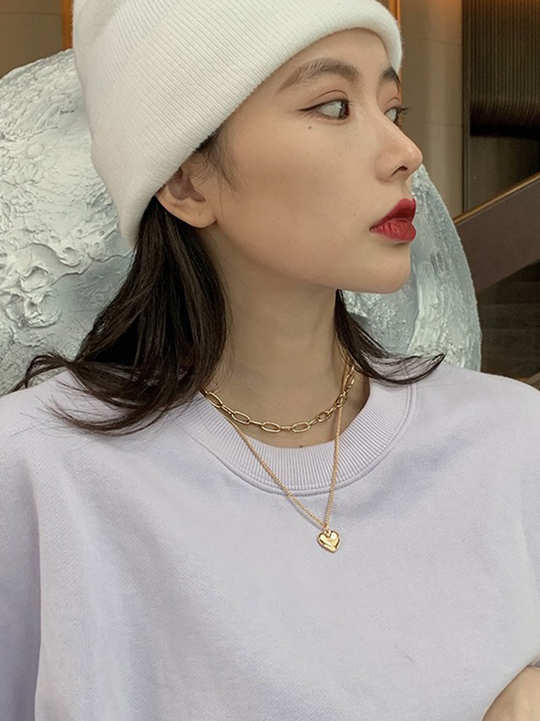 YouBella Jewellery Gold Plated Heart Shaped Necklace Chain for Girls and Women (Gold) (YBNK_50161)