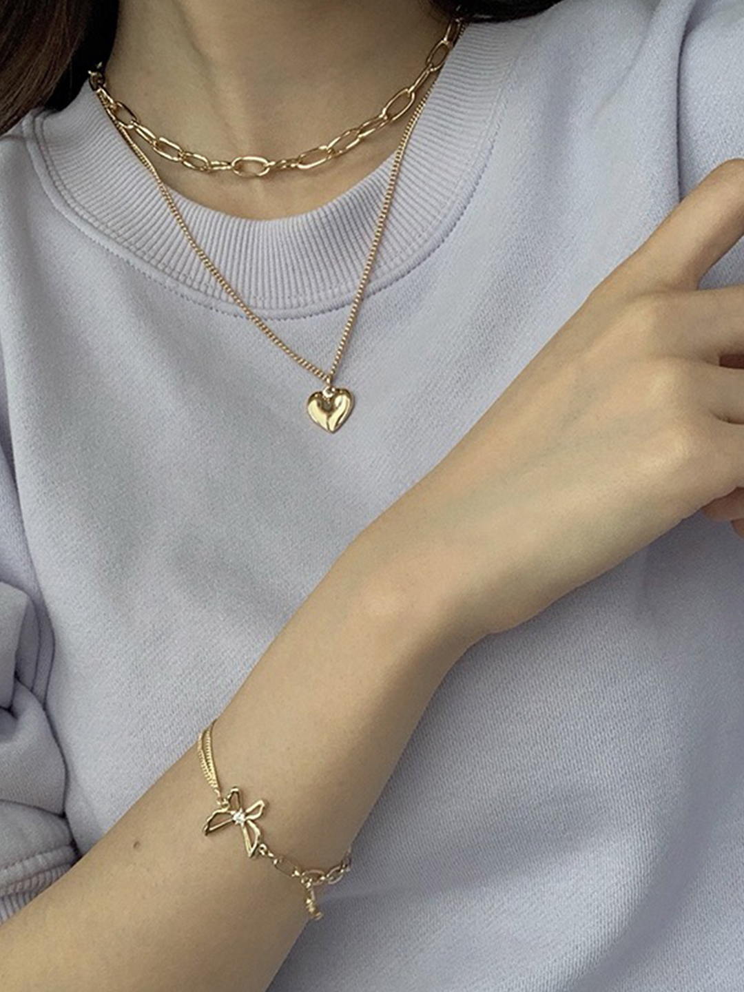 YouBella Jewellery Gold Plated Heart Shaped Necklace Chain for Girls and Women (Gold) (YBNK_50161)