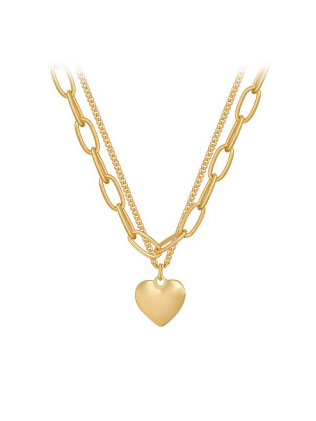 YouBella Jewellery Gold Plated Heart Shaped Necklace Chain for Girls and Women (Gold) (YBNK_50161)