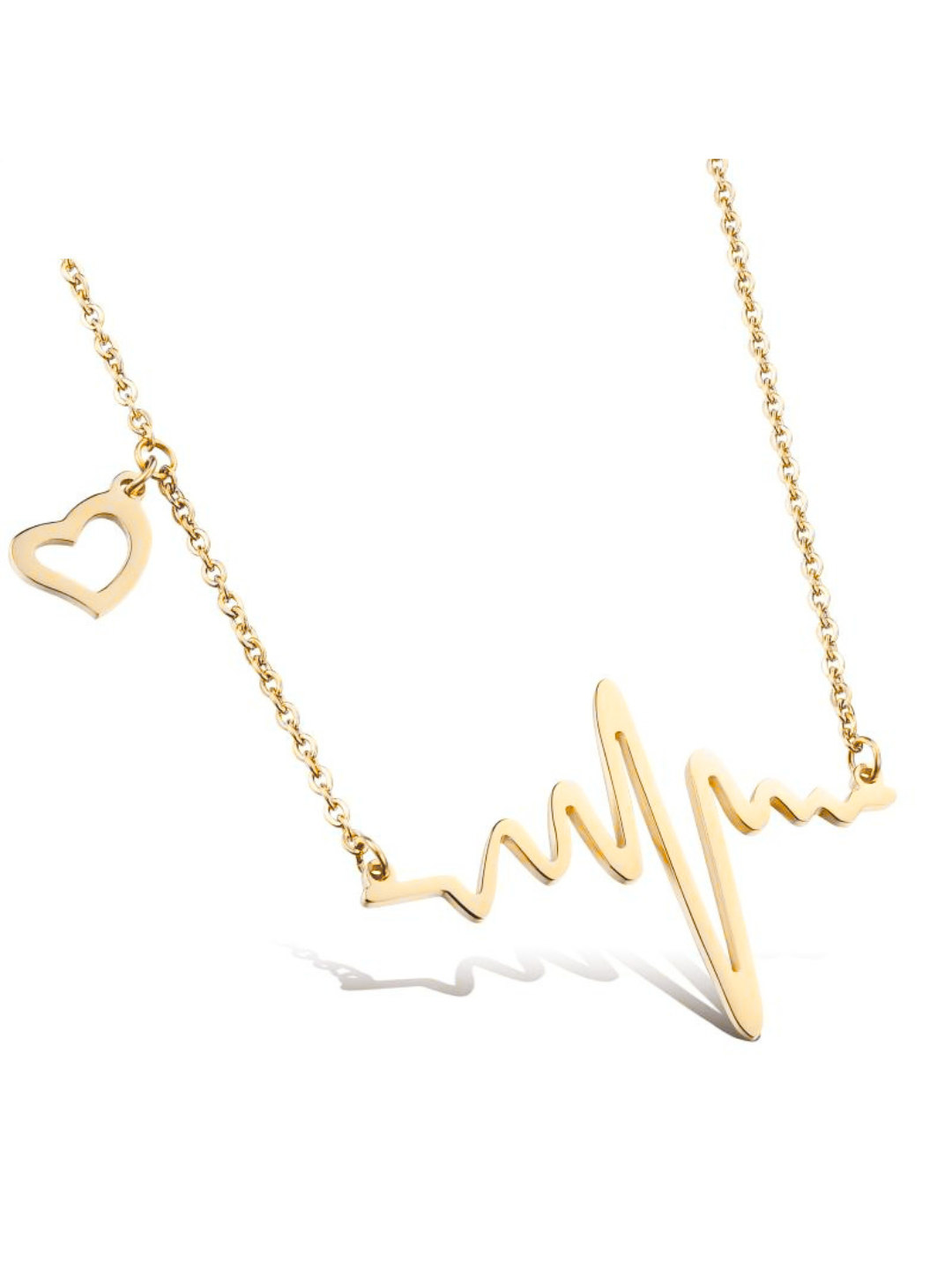 YouBella Jewellery Gold Plated Heart Beat Shaped Necklace Chain for Girls and Women (Gold) (YBNK_50162)