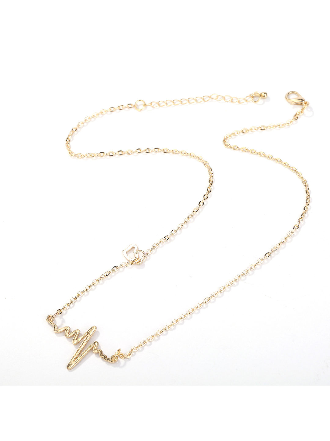 YouBella Jewellery Gold Plated Heart Beat Shaped Necklace Chain for Girls and Women (Gold) (YBNK_50162)