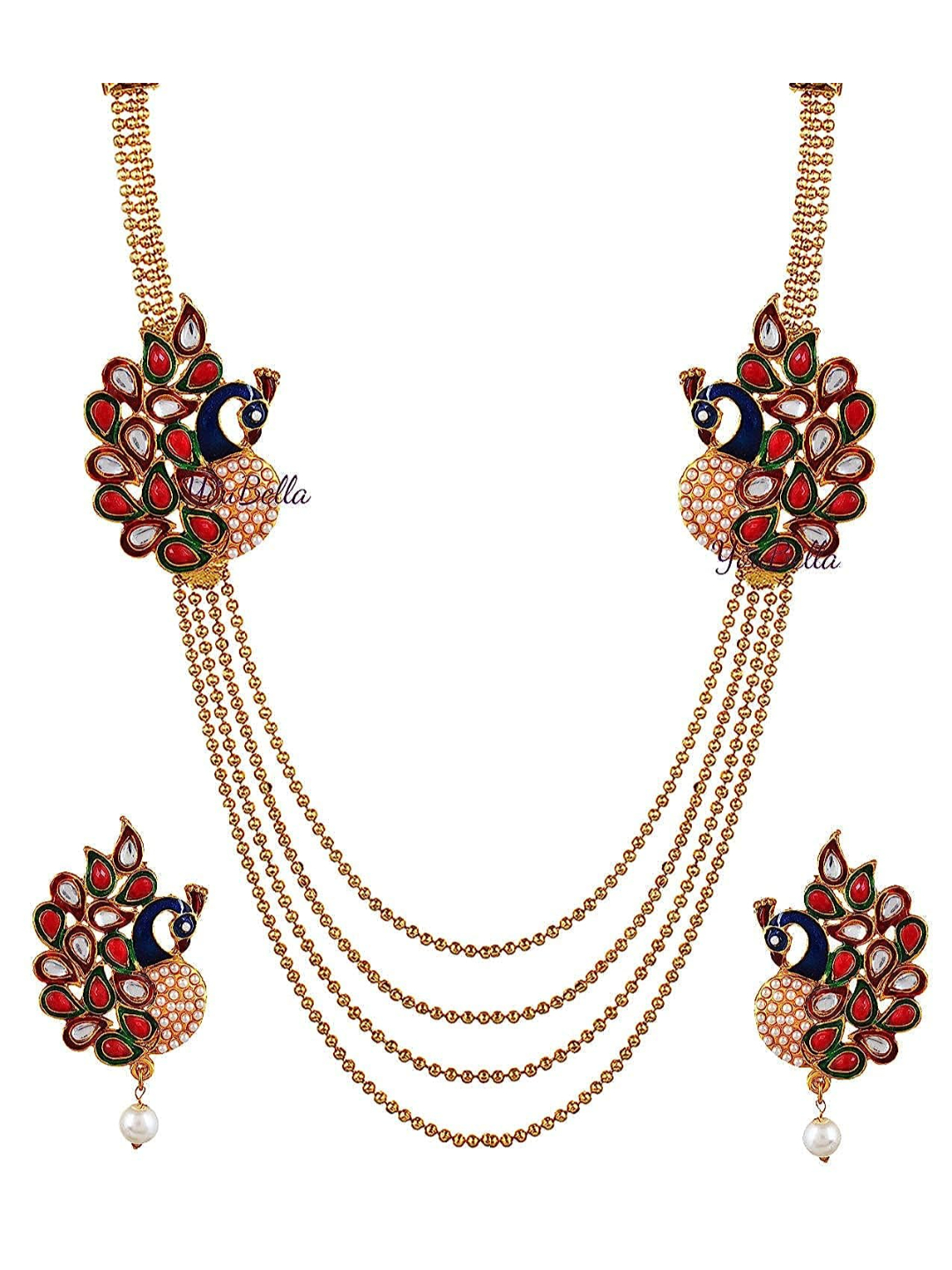YouBella Jewellery Gold Plated Necklace Jewellery Set and Bangles Combo for Girls and Women (Multi-Color) (YBNK_50165)