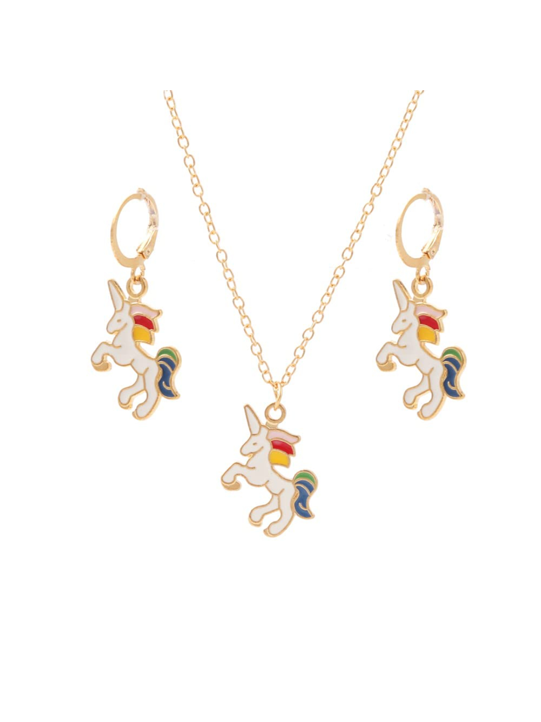 YouBella Jewellery Gold Plated Unicorn Necklace Jewellery Set with Earrings for Girls and Women (Multicolor) (YBNK_50173)