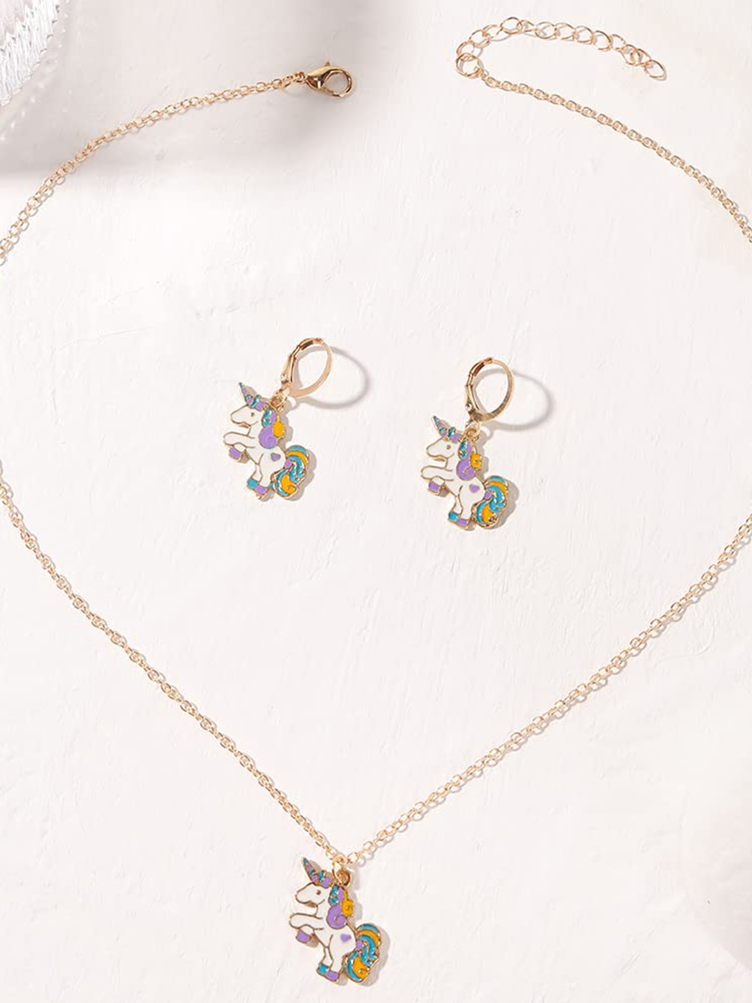 YouBella Jewellery Gold Plated Unicorn Necklace Jewellery Set with Earrings for Girls and Women (Multicolor) (YBNK_50174)