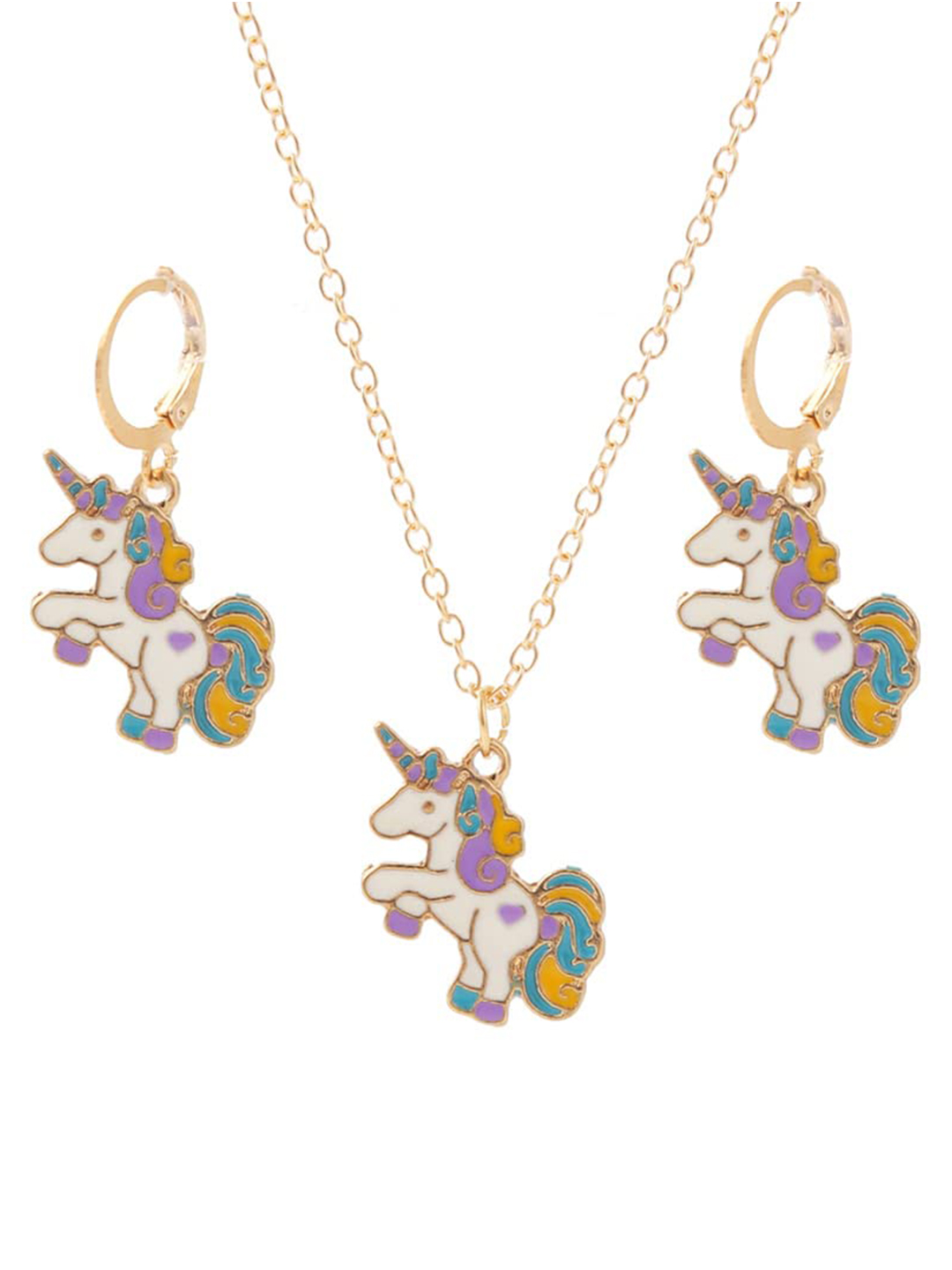 YouBella Jewellery Gold Plated Unicorn Necklace Jewellery Set with Earrings for Girls and Women (Multicolor) (YBNK_50174)