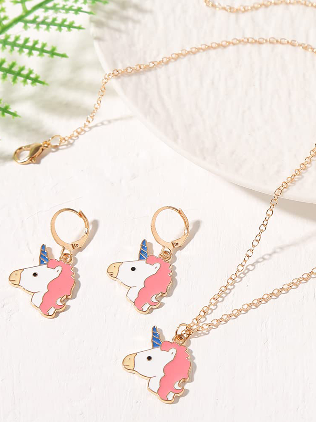 YouBella Jewellery Gold Plated Unicorn Necklace Jewellery Set with Earrings for Girls and Women (Multicolor) (YBNK_50175)