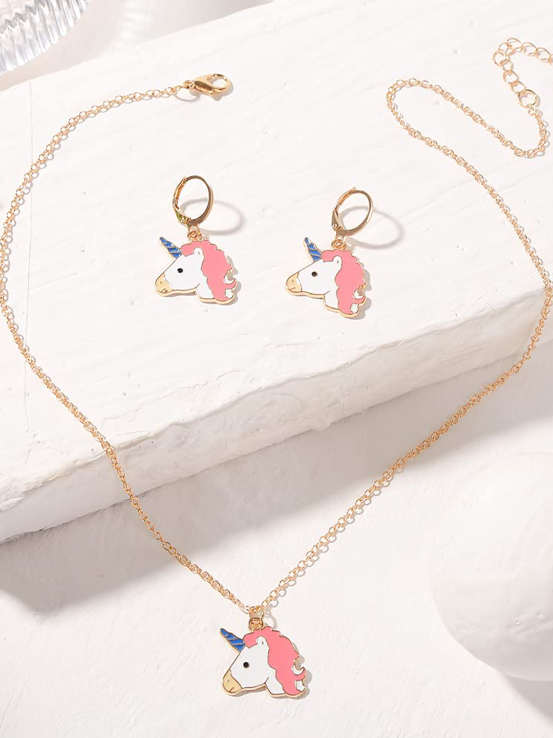 YouBella Jewellery Gold Plated Unicorn Necklace Jewellery Set with Earrings for Girls and Women (Multicolor) (YBNK_50175)