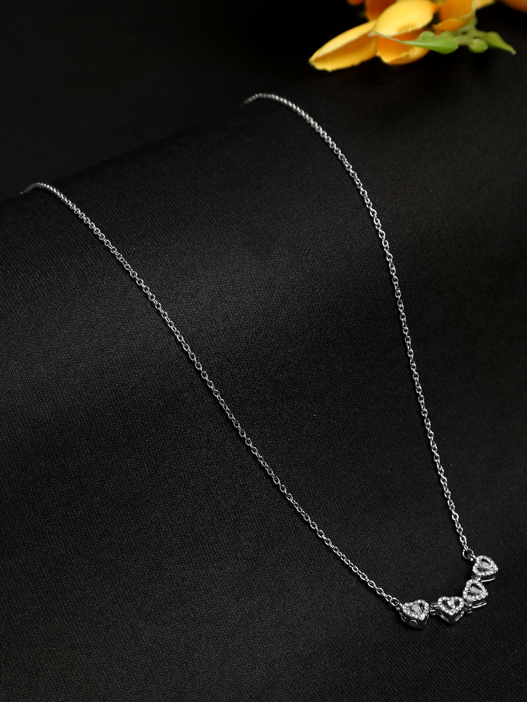YouBella Jewellery Silver Plated Crystal Studded Necklace for Girls and Women (Silver) (YBNK_50176)