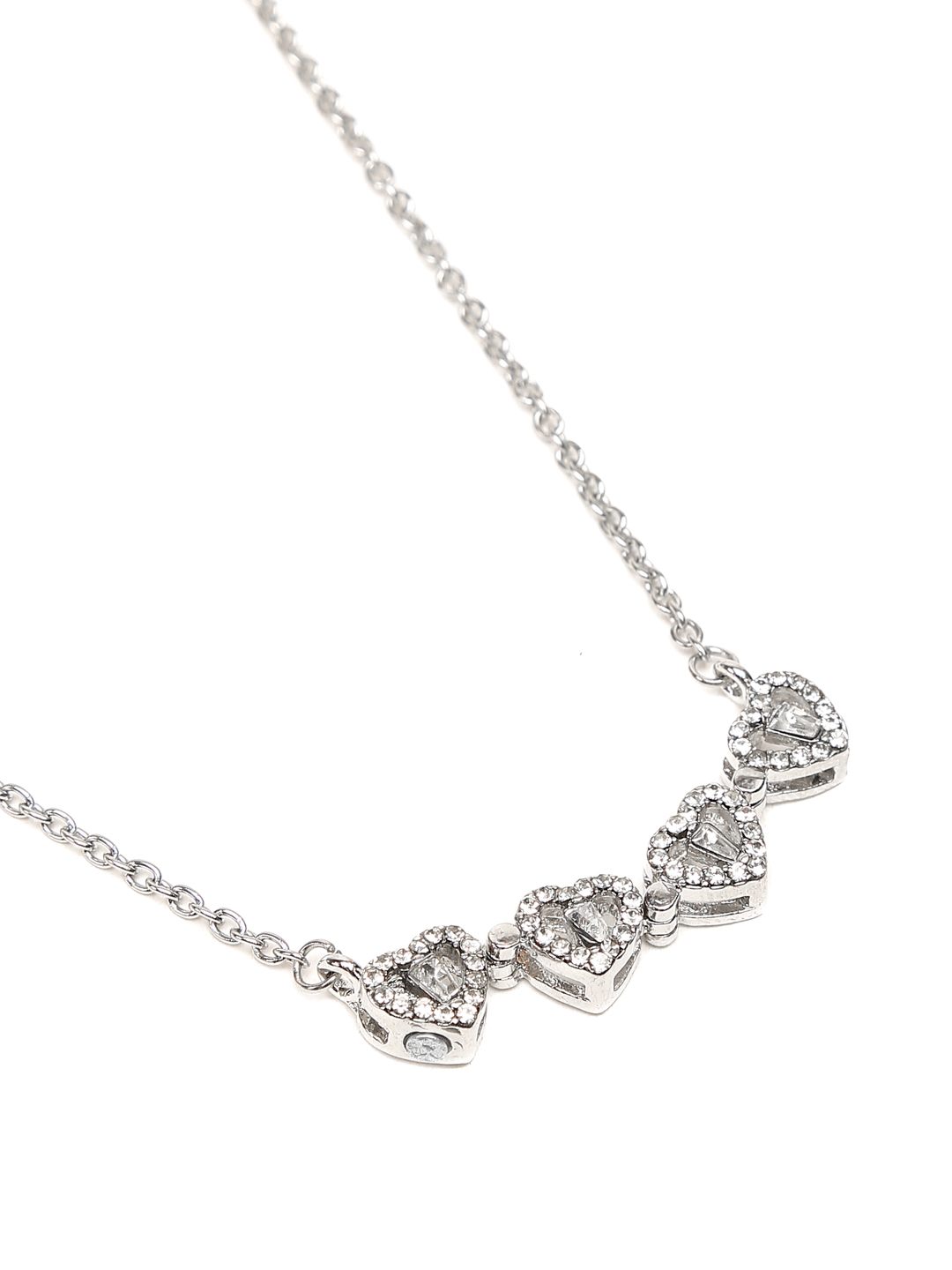 YouBella Jewellery Silver Plated Crystal Studded Necklace for Girls and Women (Silver) (YBNK_50176)