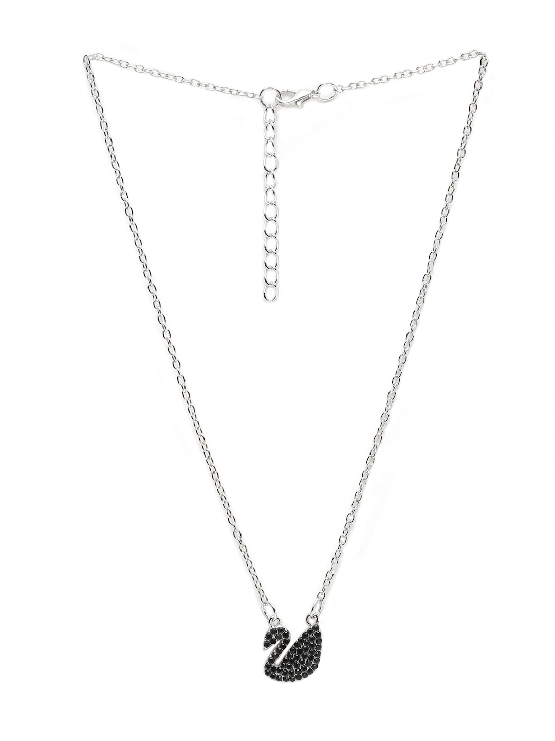 YouBella Jewellery Swan Shape Necklace for Girls and Women (Silver) (YBNK_50177)