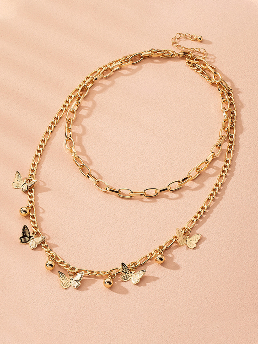 YouBella Jewellery Gold Plated Butterfly Style Layered Necklace for Girls and Women (Gold) (YBNK_50179)