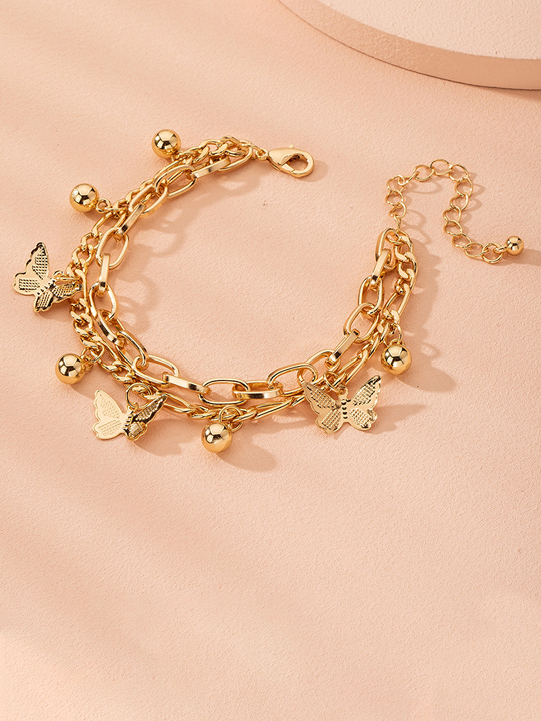 YouBella Jewellery Gold Plated Butterfly Style Layered Necklace for Girls and Women (Gold) (YBNK_50179)