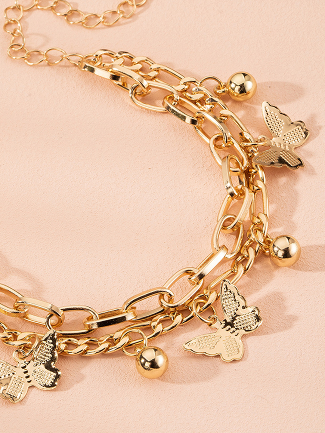 YouBella Jewellery Gold Plated Butterfly Style Layered Necklace for Girls and Women (Gold) (YBNK_50179)
